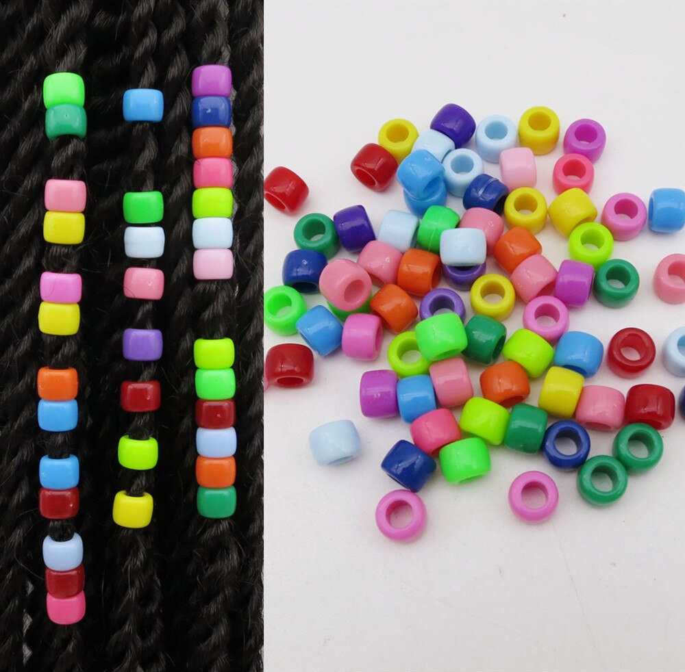30 st -100 st virkad färgad plast barn kvinnor flätor hår fläta dreadlock pärlor ringar tillbehör 4.2mm inre hål