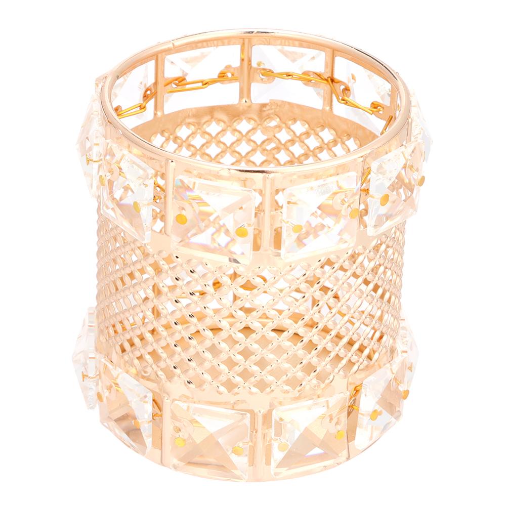 Metal Crystal Makeup Brushes Storage Tube Eyebrow Pencil Cosmetic Pens Holder Desktop Jewelry Box Organizer: F1