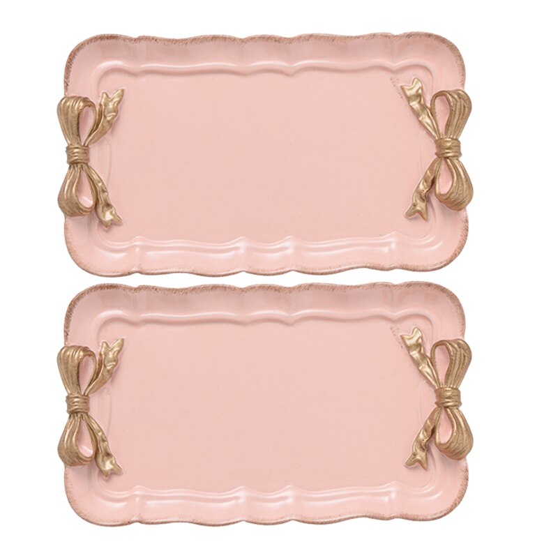 retro Stil Bowknot Harz Tablett Schmuck Tablett Schmuck Ablage Dekoration Tablett Obst Dekoration Tablett: Rosa