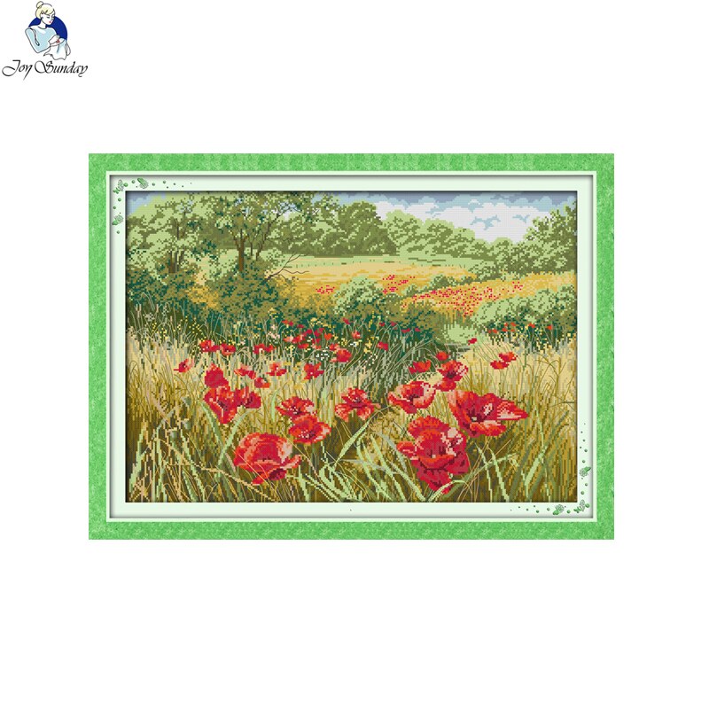 Joy Sunday Beautiful Flowers Series Cross stitch kits DMC Needlework Embroidery Cross-Stitch DIY Handwork Fabric 14CT and 11CT