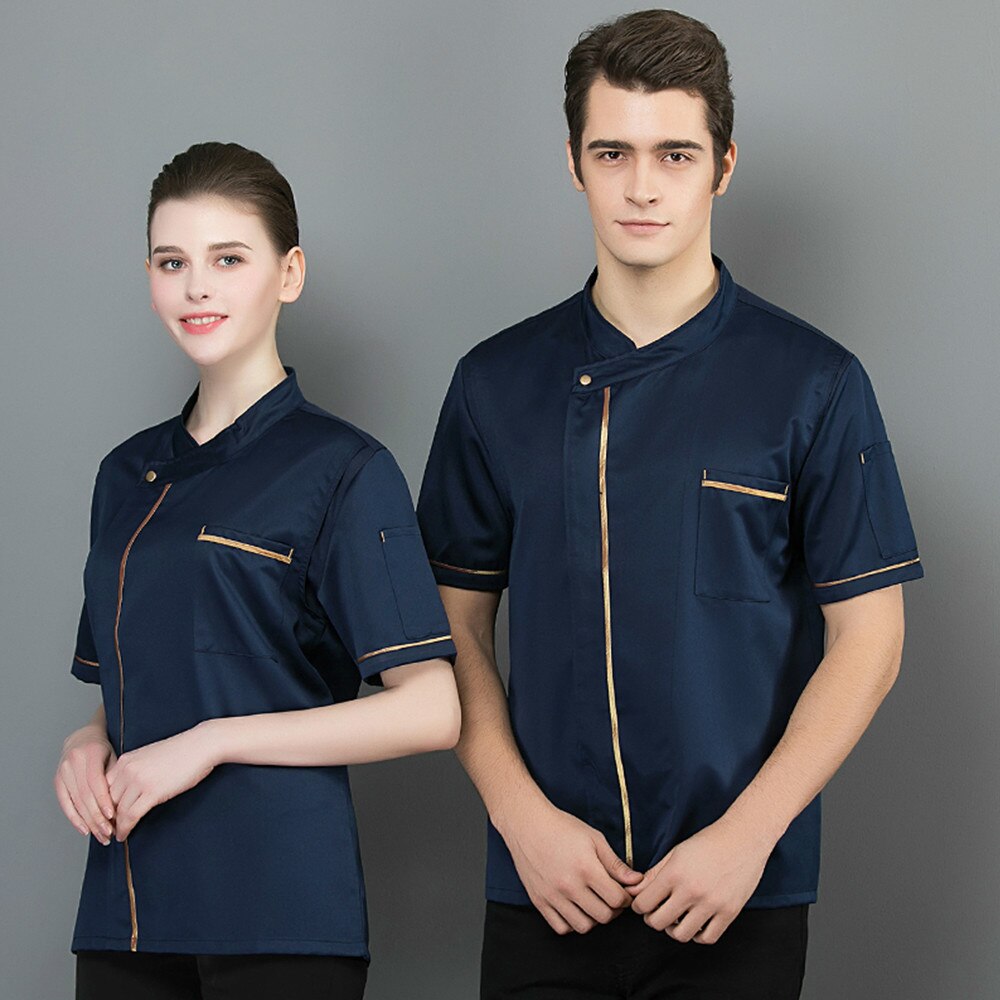Phnom Penh Chef Uniform Short Sleeve Cook Jacket Summer Restaurant Hotel Cafe Hair Salon Work Shirt Unisex Estampar El Nombre