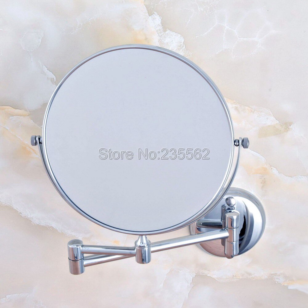 Chrome Folding Dual Arm Extend Bathroom Makeup mirrors 1:1 and 1:3 magnifier Cosmetic Bathroom Wall Mirror Lba633: Default Title