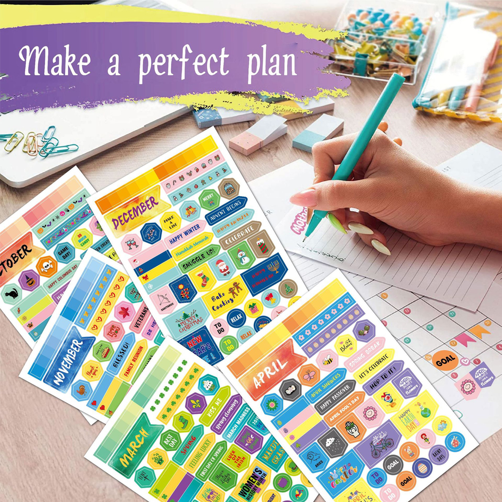 12sheets Funny Monthly Planner Index Stickers Self... – Grandado