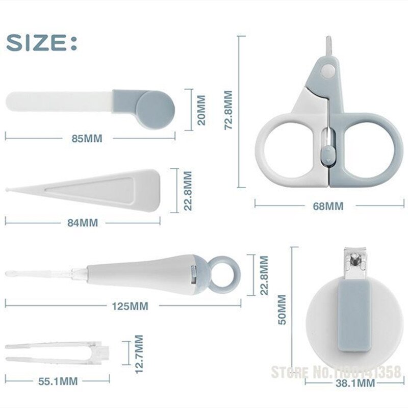 Effen Kleur Baby Kids Baby Care Nagelknipper Schaar Glow Pincet Glas Bestand Oor Lepel Siliconen Pad Zes stuk Set