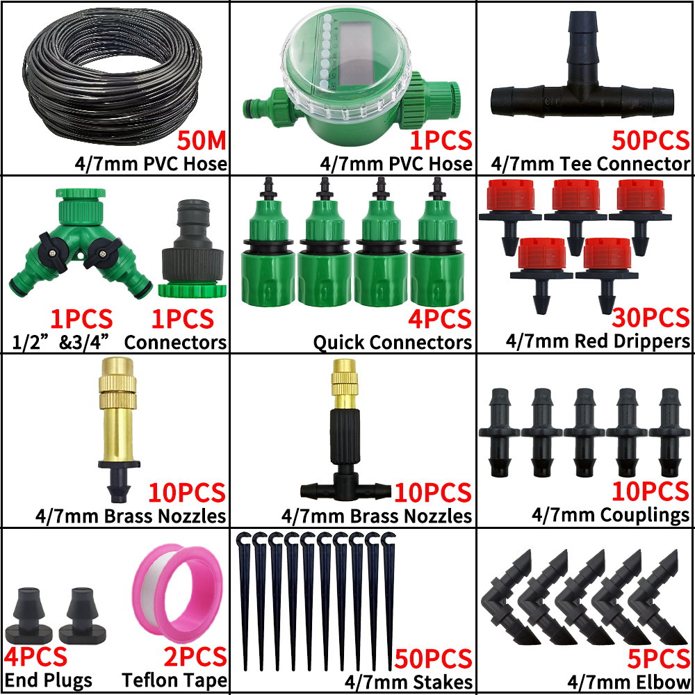 Oasis 5-50M jardín Micro riego por goteo sistema de riego automático Kit controlador DIY niebla refrigeración por pulverización para herramientas de plantas en macetas