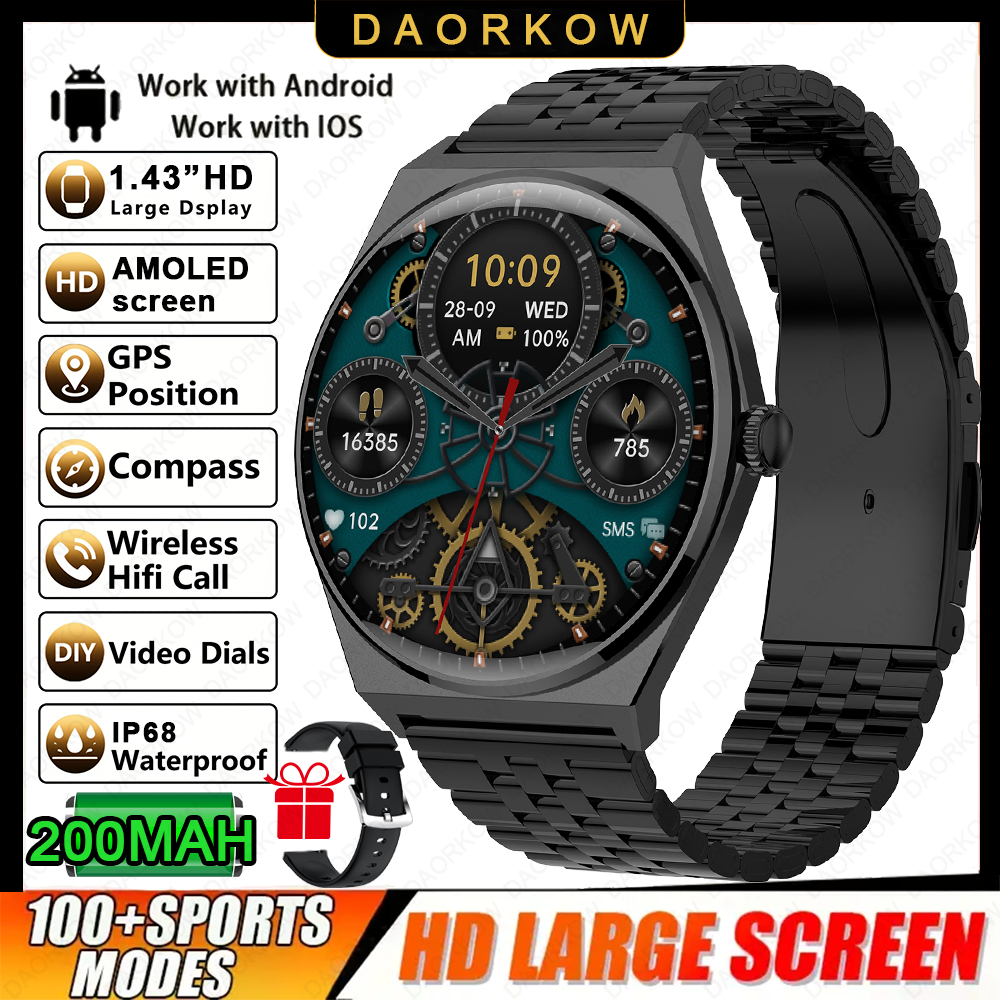 2026 Ultra Sottile Astuto Della Vigilanza Degli Uomini AMOLED 466*466 HD Pixel Display Always Show Time Bluetooth Chiamata di Promemoria Smartwatch Impermeabile: Cachi