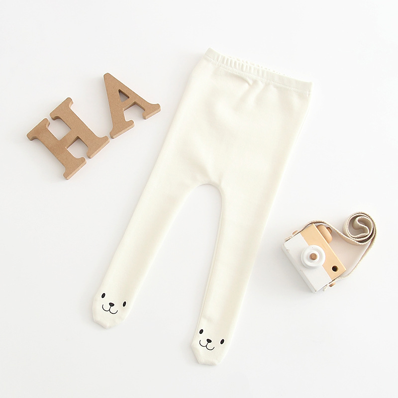 Lente Koreaanse Stijl Kinderkleding Baby Meisje Legging Een Stuk Baby Voet Bodem Sokken Katoen Pasgeboren Kinderen jongen: WHITE / 90cm for2T