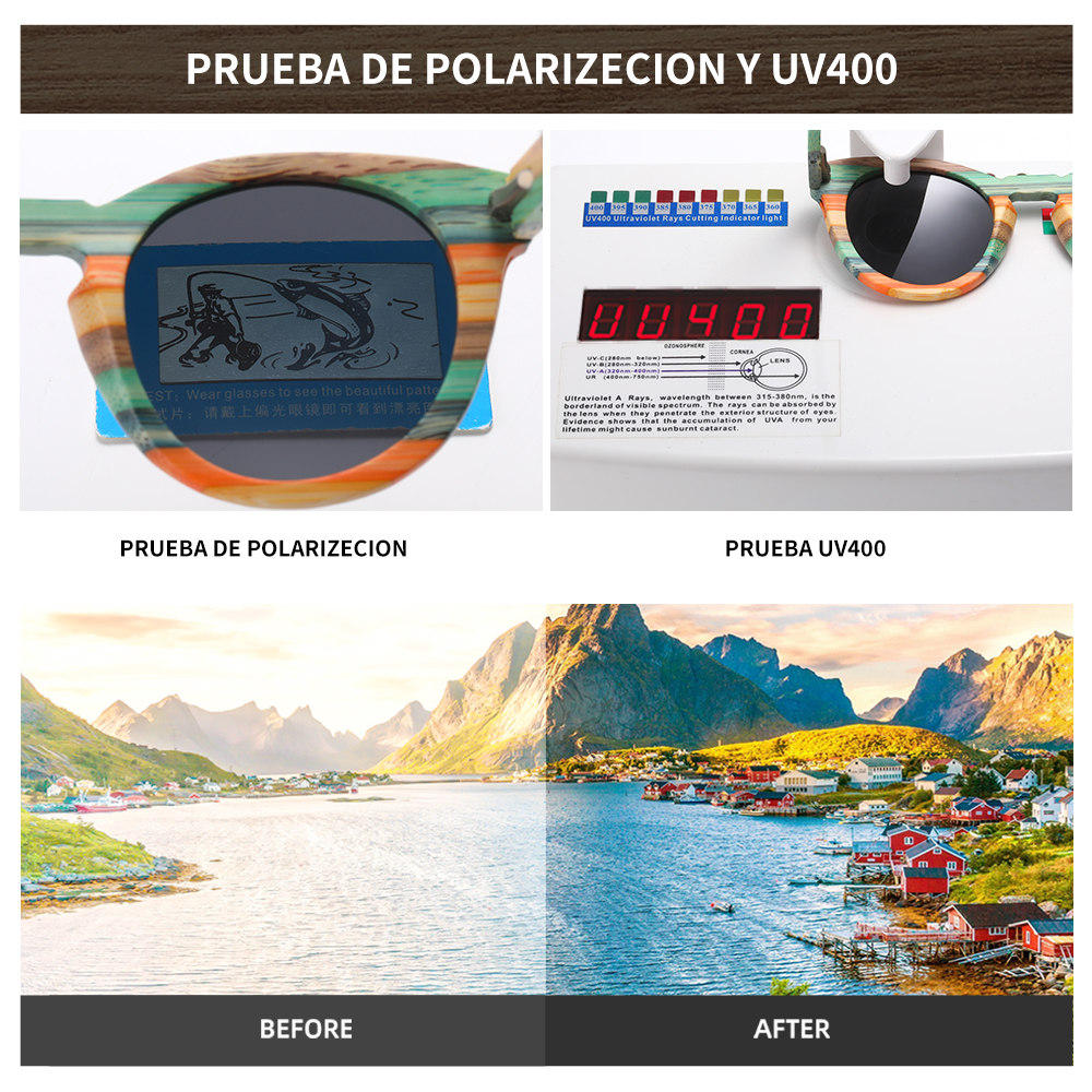 Gm Kleur Bamboe Ovale Zonnebril Hout Gepolariseerde Zonnebril Mannen Vrouwen Mode Bril UV400 Bescherming Eyewear Houten Vierkante Doos