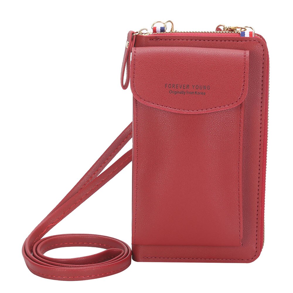 Vrouwen Portemonnee Beroemde Mobiele Telefoon Tassen Grote Kaarthouders Handtas Purse Clutch Messenger Schouder Lange Bandjes: Rood