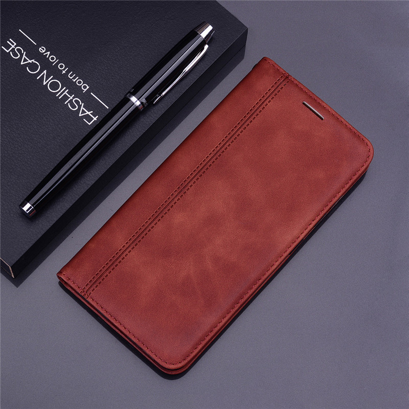 Note 9s Flip Phone Case For Xiaomi Redmi Note 9 Case Wallet Cover For Redmi Note 9 Pro Leather Case Book Style With Card Holder: Redmi Note 9 / Brown - Type 1