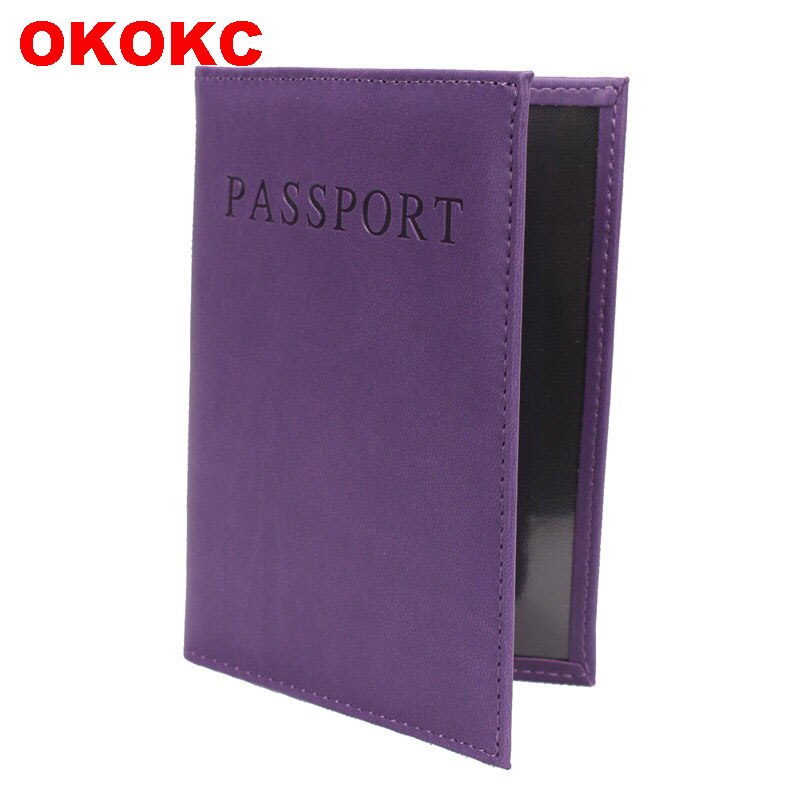 OKOKC English Alphabet Solid Passport Cover PU Passport Package Travel Tickets Passport Holder Travel Accessories