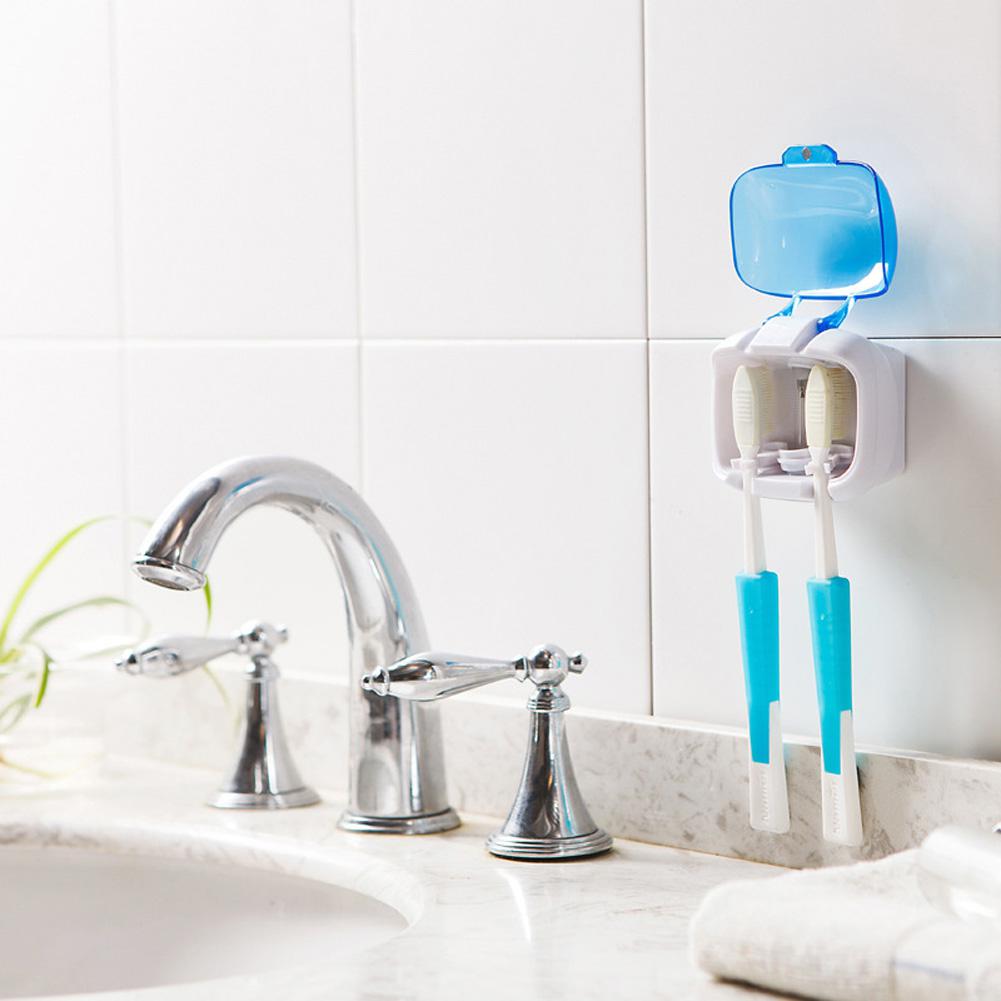 Household UV Light Toothbrush Sterilizer Bathroom Wall Mount Disinfection Box Holder for Toothbrushes 2 Slots Tooth Brush Holder