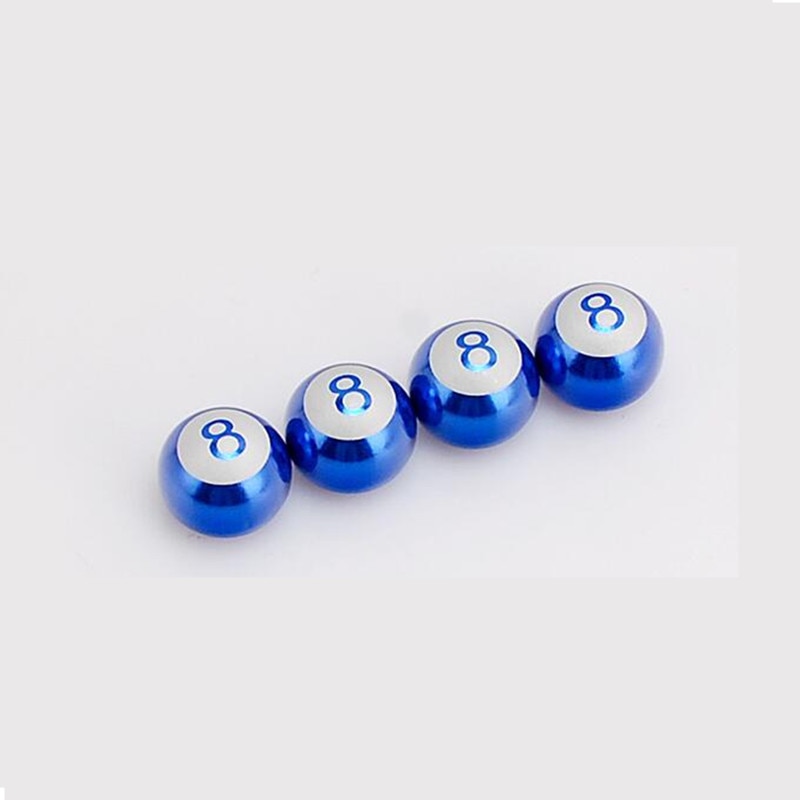 4 sztuk/zestaw uniwersalny aluminium samochodów zawór czapki kreatywne bilard czarny 8 koła czapki pyłoszczelna ze stali nierdzewnej czapki dla samochodów motocykl opon: niebieski