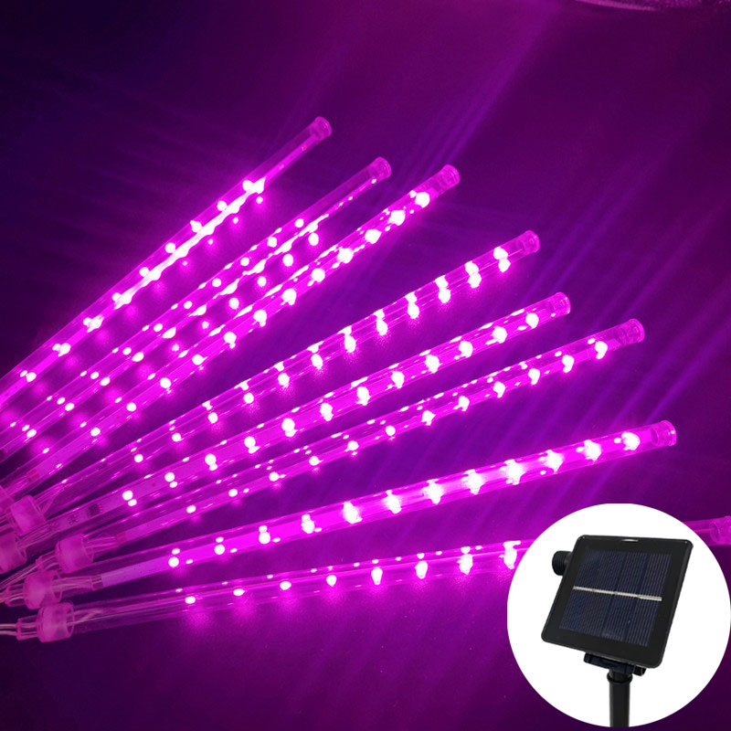 Solar LED Meteor Shower Light String Light Waterproof Fairy Garden Decor Outdoor Led Street Garland Christmas Decoration: WHITE / WHITE