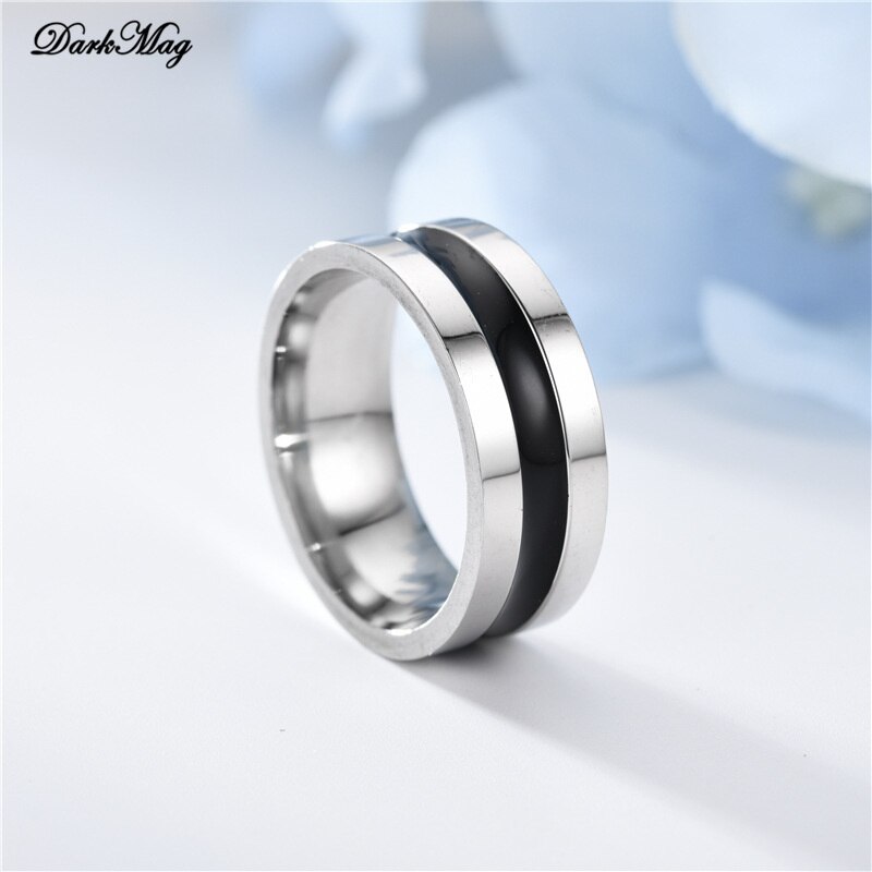 DarkMag Men's Tungsten Wedding Bands Ring Thin Black Line Engagement Ring USA Male Jewelry 8MM Wide