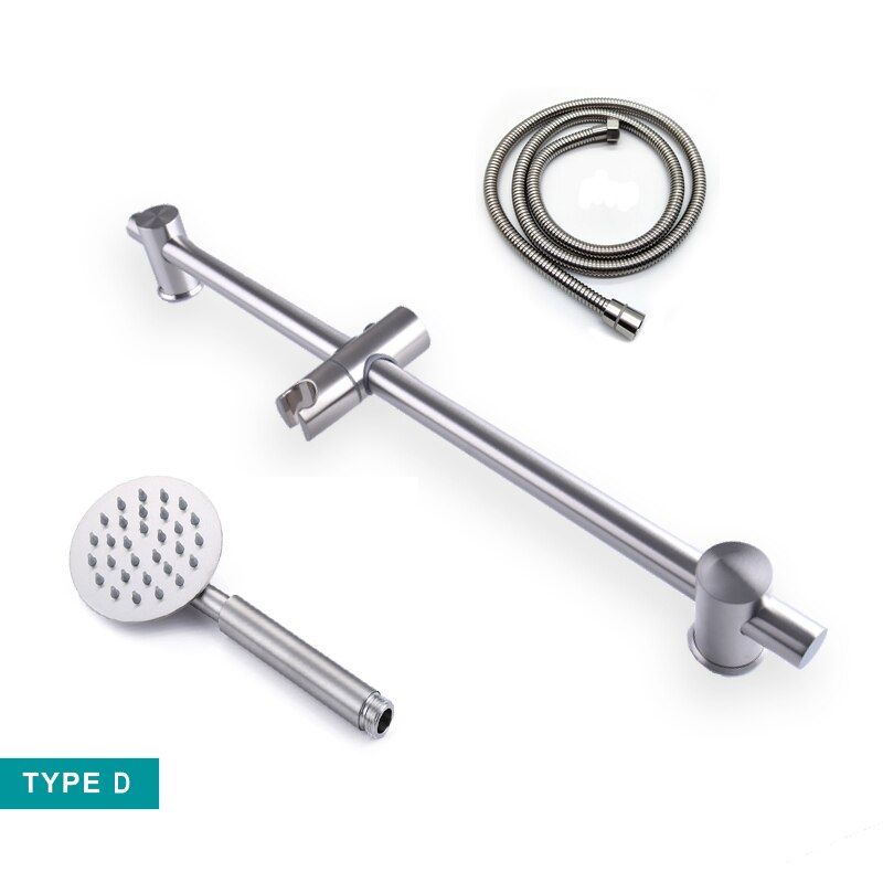 Shower Column Sliding Bar Set Matt Stainless Steel Movable Adjustable Wall Mounted with Bracket Holder Shower Bar