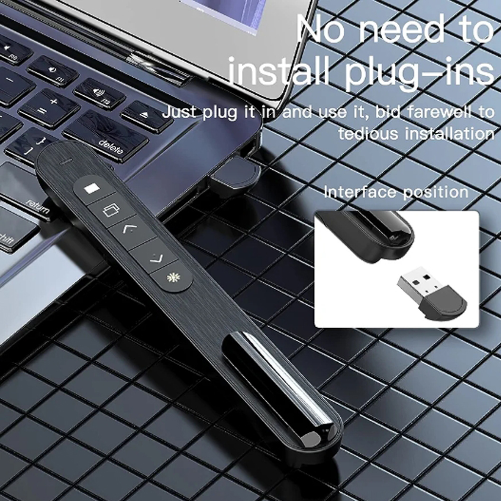 Stylo Tournant Sans Fil pour Présentation, Télécommande de Volume RF 2.4G, Présentation PPT USB, Pointeur Souris