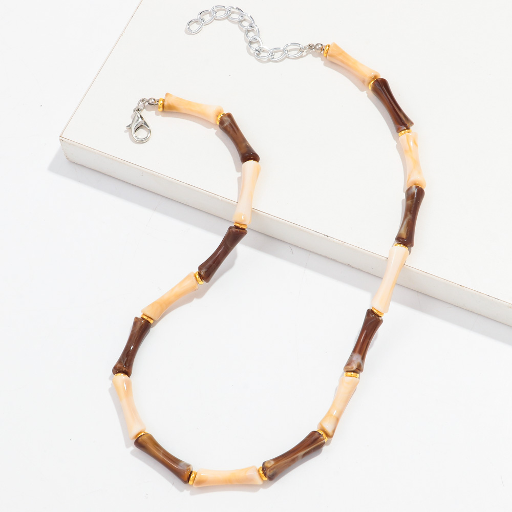 Thin Bamboo Curved Tube Choker Necklace Men Women HipHop Ball Bead Pendant Necklace Stack Trendy Party Jewelry Collar