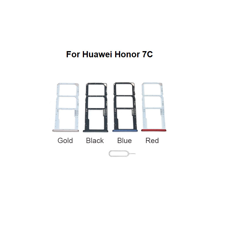 Nieuw Voor Huawei Honor 7A 7C 7S P Smart Sim Card Tray Slot Houder Socket Adapter Connector Reparatie Onderdelen vervanging: honor 7c blue