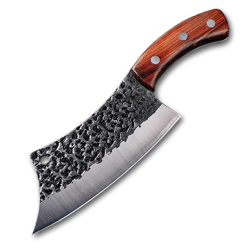 Kokkekniv håndlavet smedet køkkenkniv rustfrit stål slagterkniv til kødbengrøntsager, der skiver fiskeri knfie med låg: Kun kniv