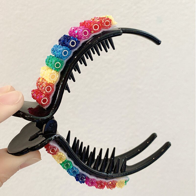 femmes filles mignon coloré strass à la main cheveux griffes doux cheveux ornement Clip épingles à cheveux bandeau cheveux accessoires
