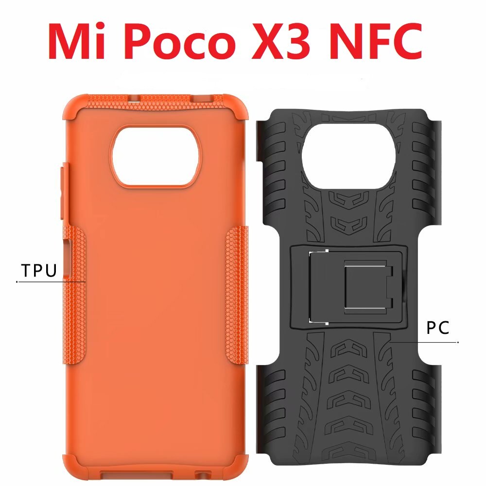 Armor telefoonhoesjes voor xiaomi poco  x3 nfc-hoesje + gehard glas, zachte pc-gel, hybride bescherming, siliconen harde hoes