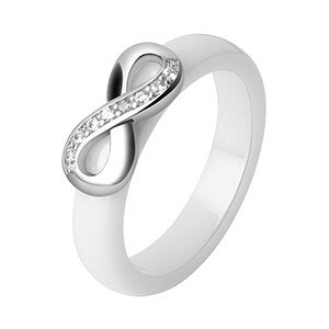925 Rings Women 4mm Black White Ceramic Ring India Stone Crystal Infinity Comfort Wedding Rings Engagement Brand Jewelry: 9 / White