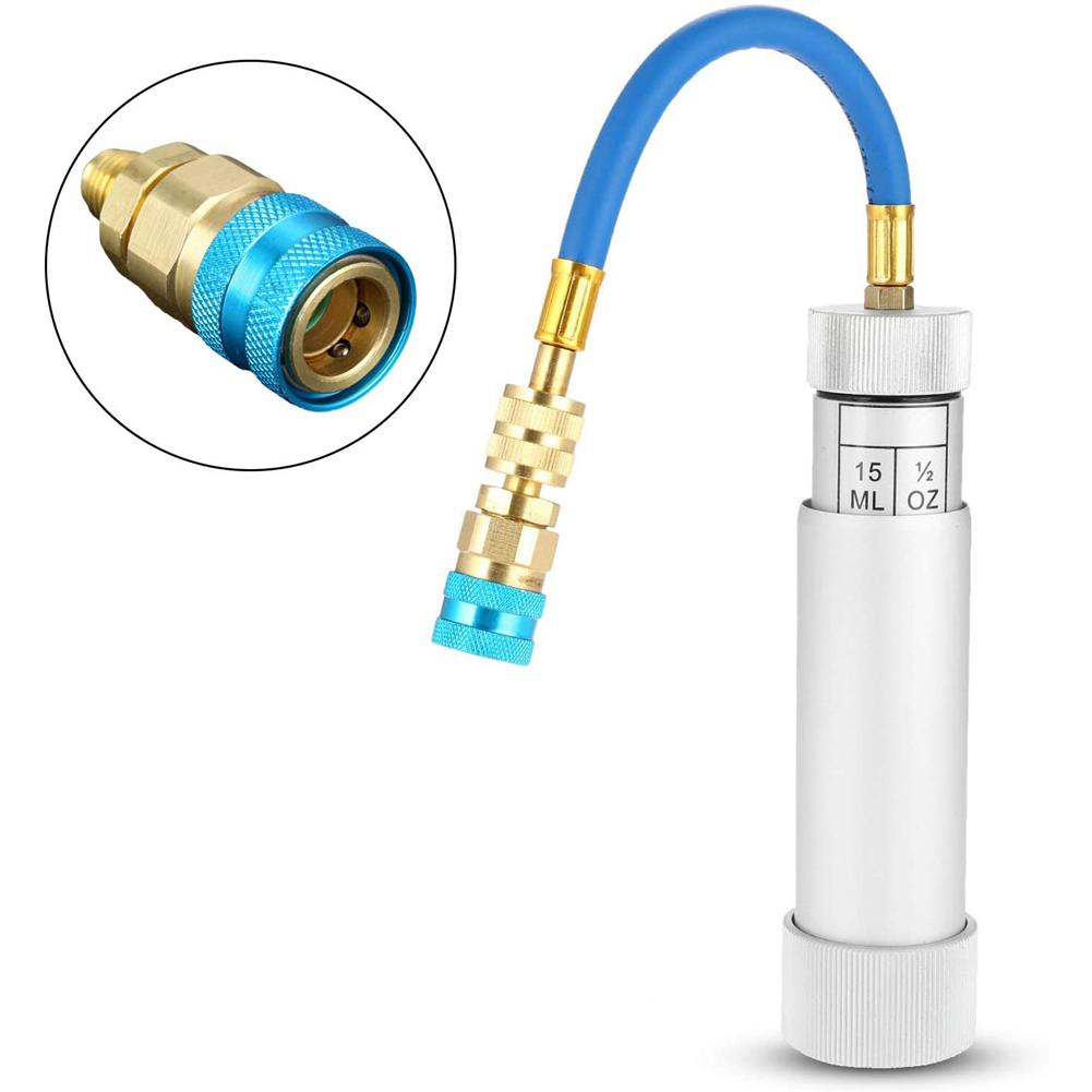 A/C, inyector de aceite y tinte, giro manual, tornillo en aire acondicionado, refrigerante, tubo de llenado, herramienta de inyección, accesorios para automóviles