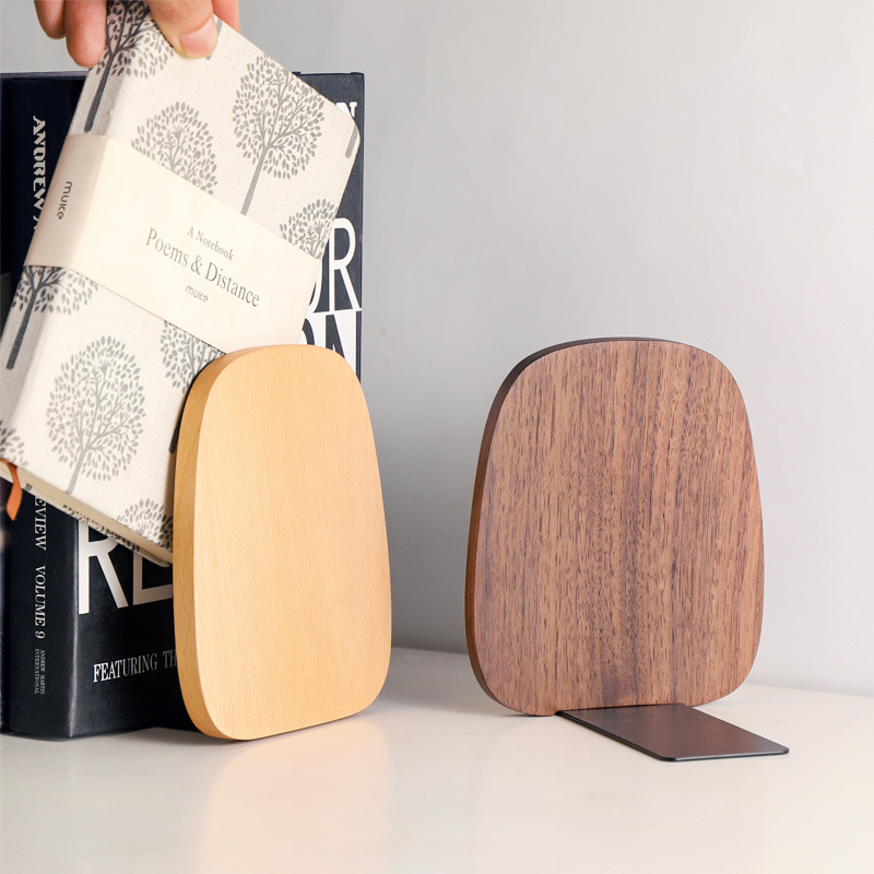 Walnut Wood Book Stand Desktop Organizer Desktop Office Home Bookends Book Ends Stand Holder Shelf