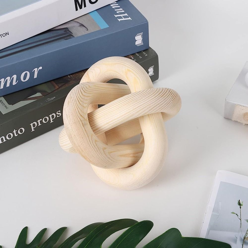 Nudo de madera de pino de 3 eslabones, cadena de madera, estante de decoración, mesa de centro tallada a mano, granja moderna, decoración rústica Bohemia Simple