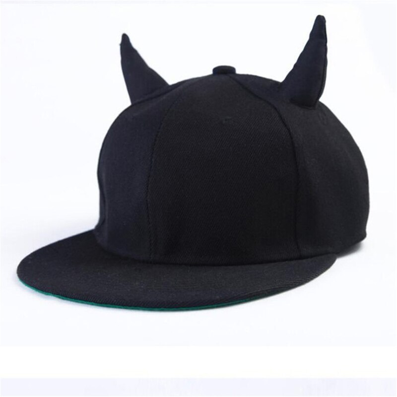 1PC Men Women Black Cotton Punk Horn Baseball Cap Hip-hop Hat Snapback Cap With Horns