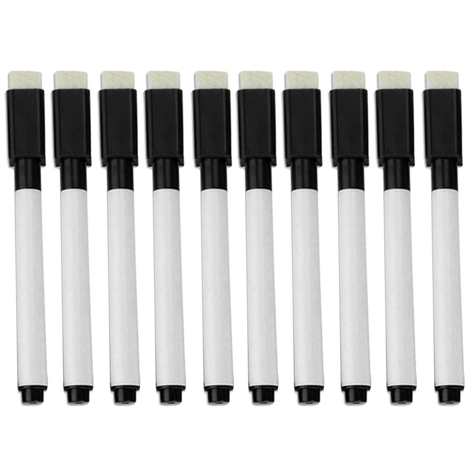 10PCS Kids Uitwisbare Magnetische Whiteboard Pen Herschrijfbare Droge Wissen White Board Markers Pennen voor Thuis Kantoor School Briefpapier: Black Shell