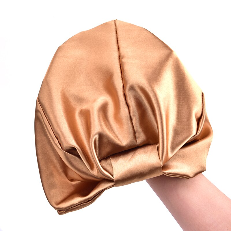 Satin hætte hårhætter salon nat hår hat naturligt krøllet hår dobbelt elastik bade søvn kvinder hovedbetræk wrap hat