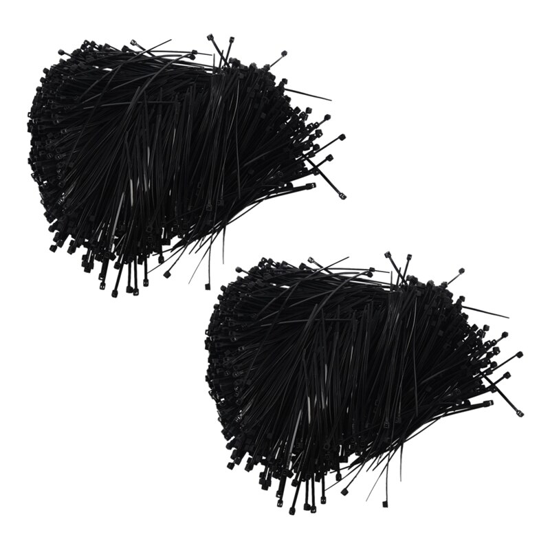 2000Pcs Nylon Fastener Packaging Electrical Cable Tie Black 10cm Long: Default Title