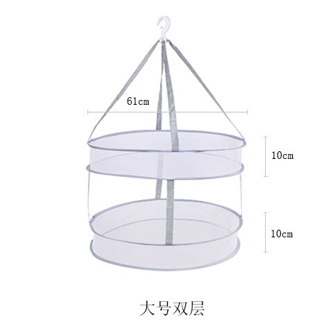 Mesh Clothes Hanging Clothes Dryer Drying Rack For Sweaters Hanging Laundry Basket Mesh Folding Nets Double Layer: D 2layer  61X10CM