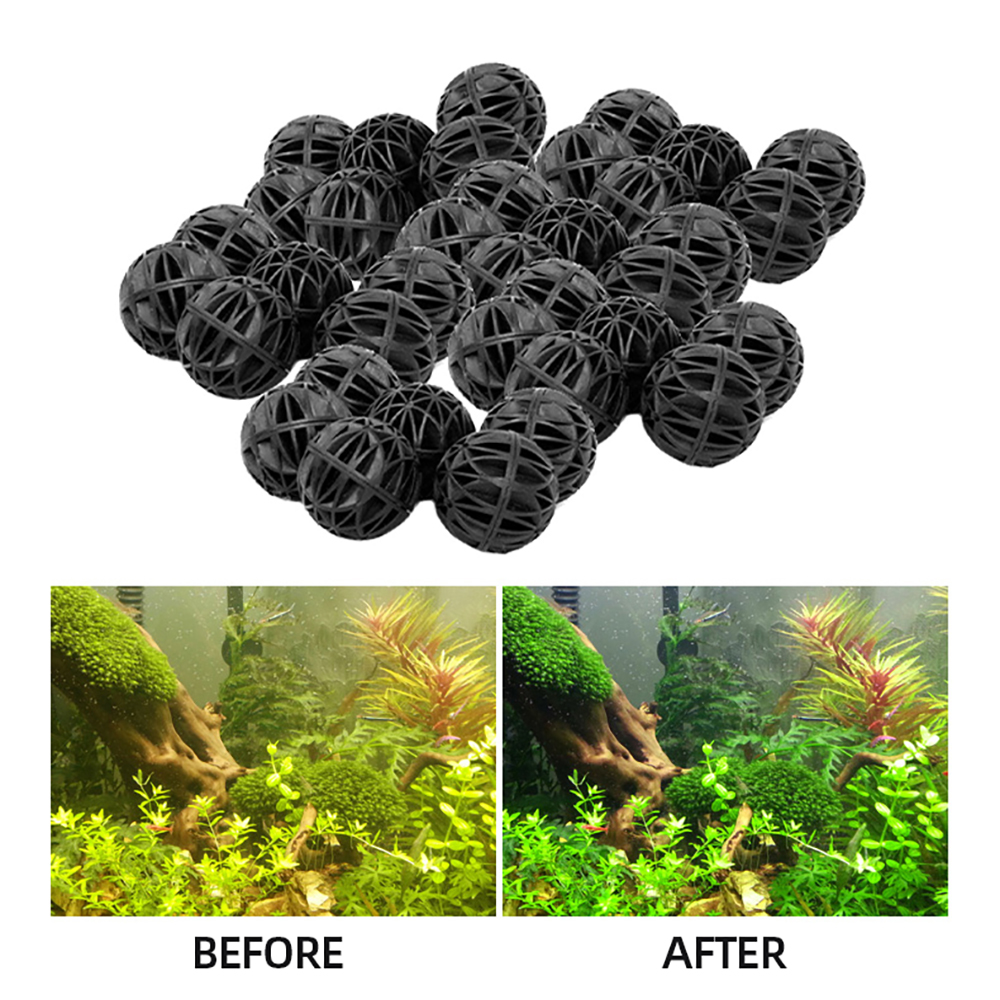 Bolas biógenas de cuero negro para acuario, filtro de bote húmedo/Seco, Nano tanque de peces de 18mm, 100 piezas