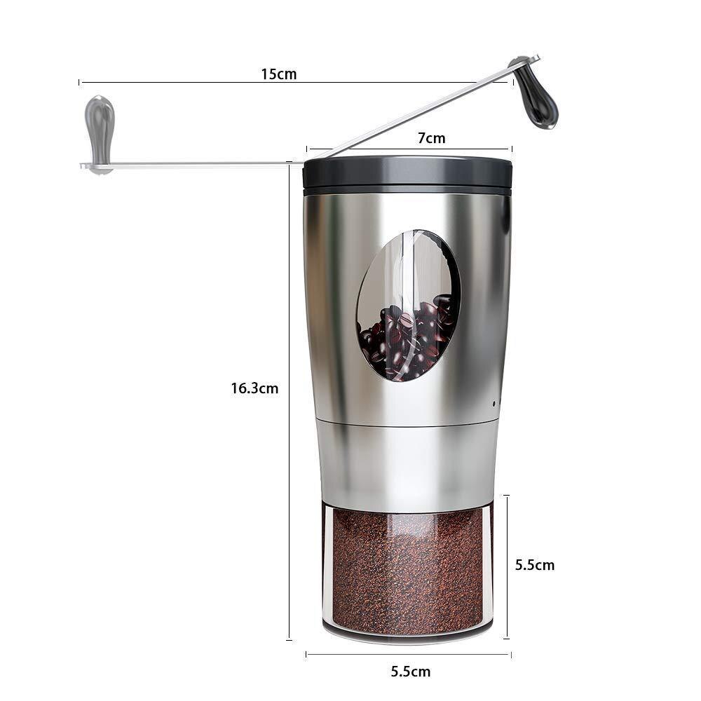 Coffe Bean Manual Grinder Expresso Cafe Grinder Machine High capacity Storage Cup Stainless Steel Coffe Grinder With Wheel