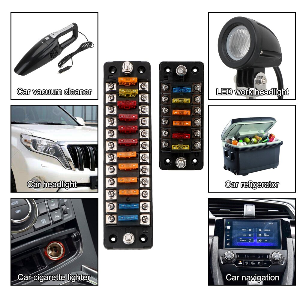 For Auto Car Marine Trike With Double Fuses Flame Retardant 6 Ways 12 Ways Blade Fuse Block 32V 75A Fuse Box Holder