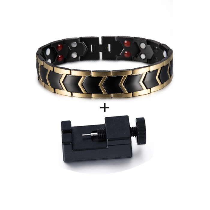 Bracelet magnétique pour hommes, en acier inoxydable noir, chaîne à main, large énergie de santé, Germanium, Bracelets pour hommes: Zinc bleu plaqué