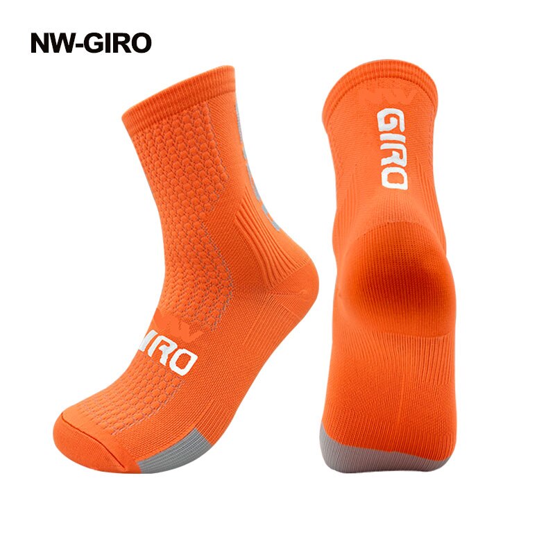 NW-GIRO 2022 Cycling Socks Man Bike Running Mtb Men&#39;s Bicycle Compression Knee-high Funny White Blace Black Green: Orange