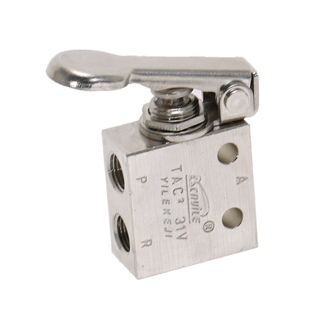 Mechanical Valve TAC2-31V 1/8" Thread 2 Position 3 Way Spring Return Lever Air Pneumatic switch Valve w Fittings