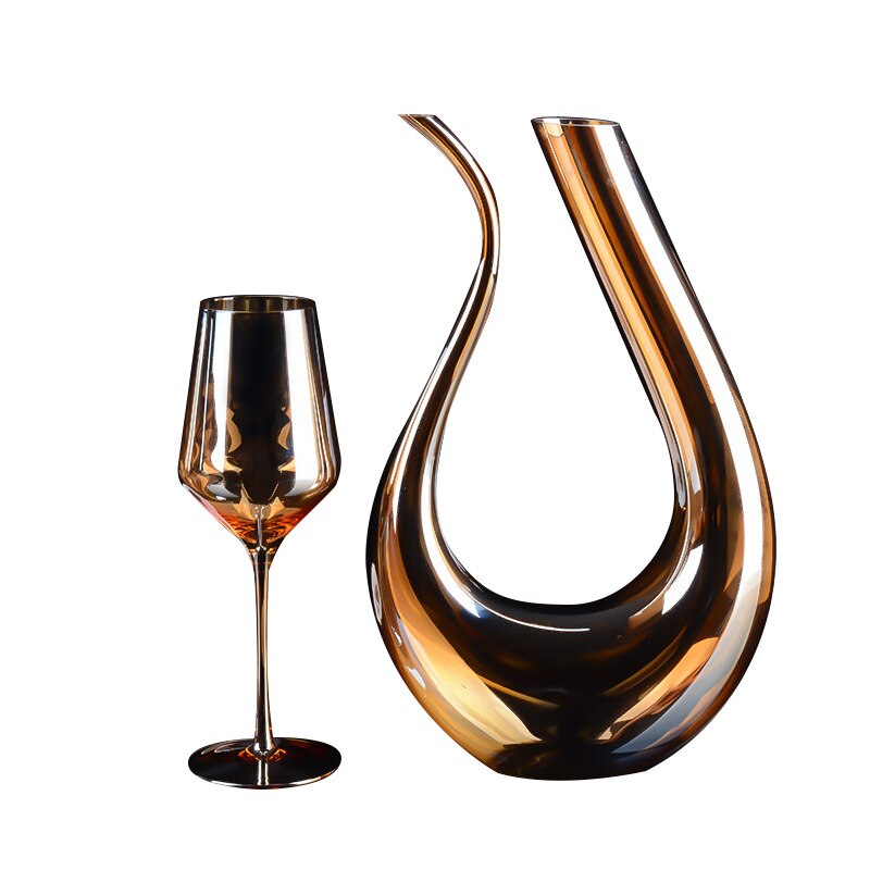 1500ML Golden Decanter Handgemaakte Kristallen Rode Wijn Brandy Champagne Glazen Decanter Fles Jug Schenker Beluchter Voor Familie Bar
