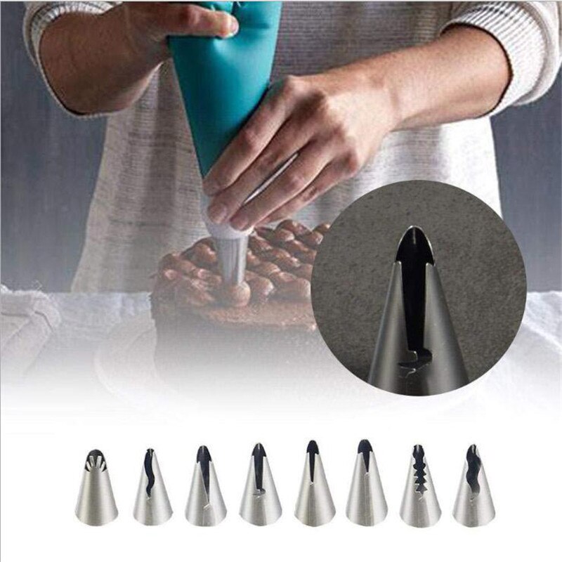 10 Stks/set Wedding Cake Decorating Icing Rvs Russische Nozzles Rok Taart Nozzles Piping Tips Gebak Siliconen Cake Zakken