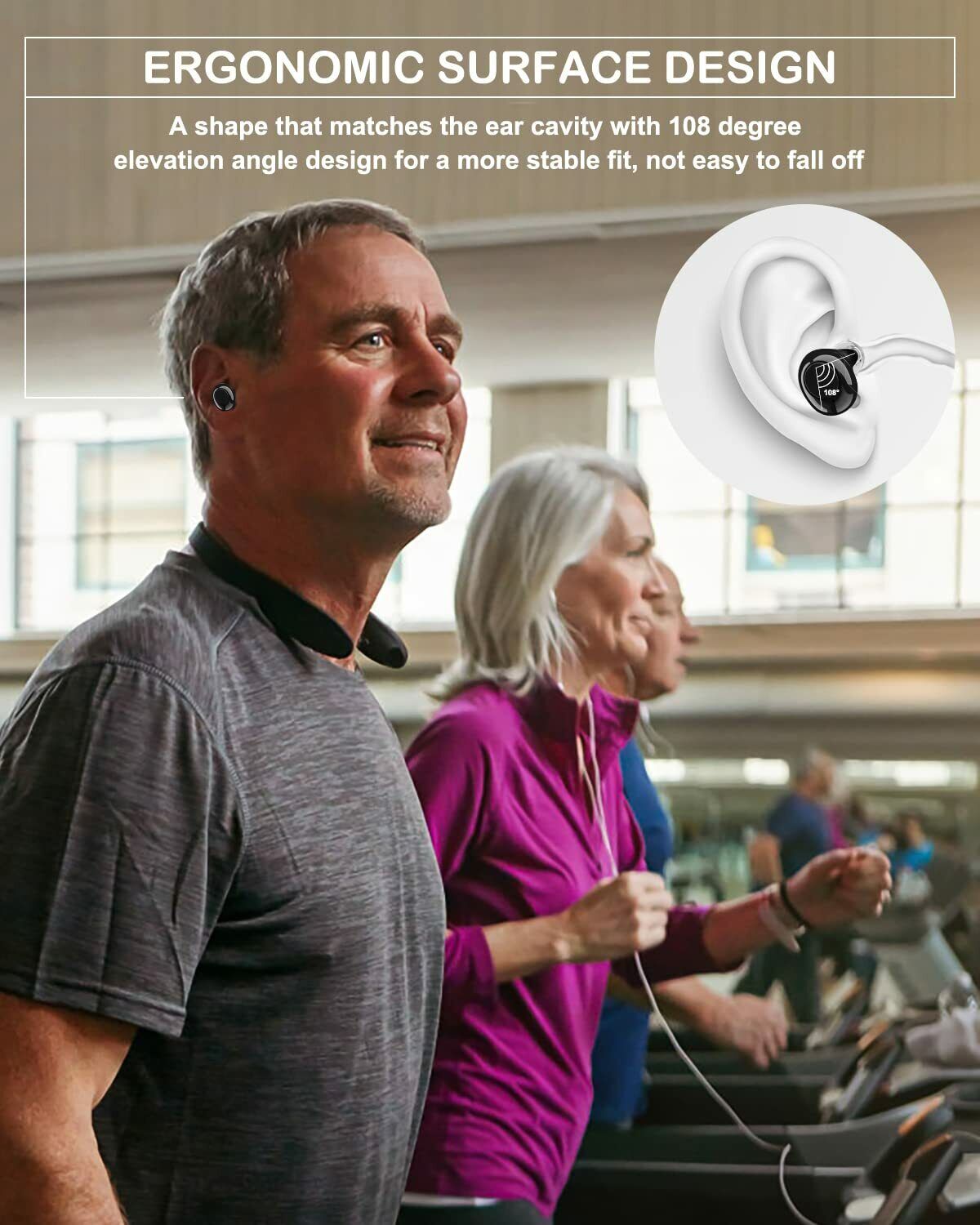 Hearing aid, rechargeable Adjustable hearing aid amplifier For mild to moderate hearing loss for seniors