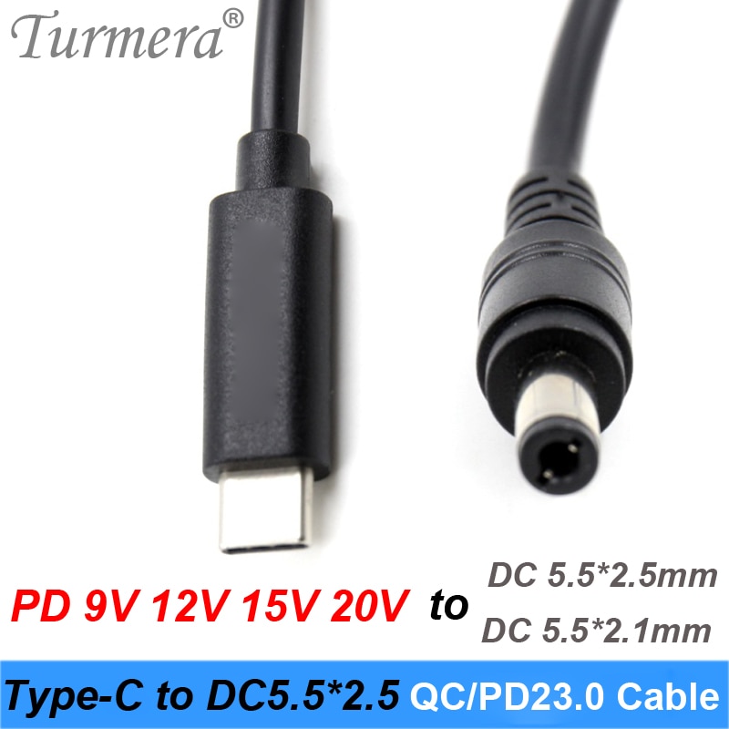 PD QC3.0-disparador de 20V para fuente de alimentación PD tipo C a DC 5,5*2,5mm, Cable de carga, Banco de energía para soldar TS100 y uso de ordenador portátil