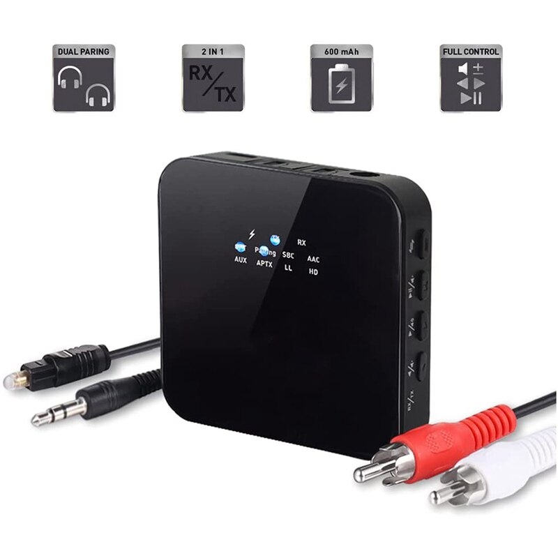 Bluetooth 5.0 Audio Transmitter Receiver AptX HD LL Low Latency CSR8675 Wireless Adapter RCA SPDIF 3.5mm Aux Jack for PC