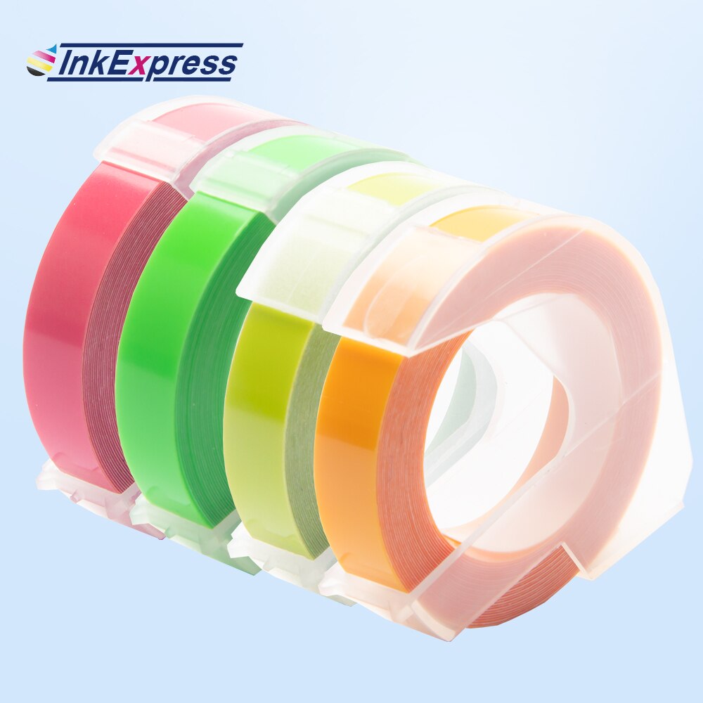 4pk 3d präglingstejper för dymo 3d präglingstejp 9mm st plastetiketter skrivarband för dymo motex  e101 manuell etikettmaskin: 08
