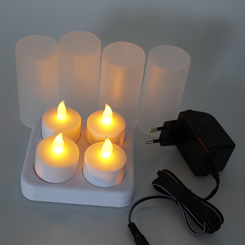 4 velas de carga Luz de con fuente de luz de carga vela Luz De vacaciones Decoración