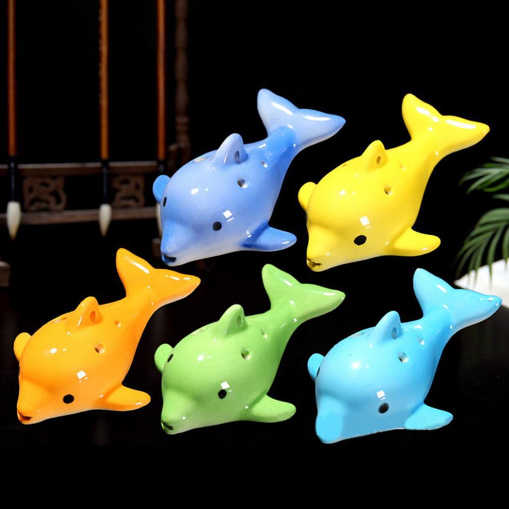 Mini Melodious Cartoon Dolphin Musical Instrument Ocarina Ceramic Musical Ocarina Ergonomic for Novice
