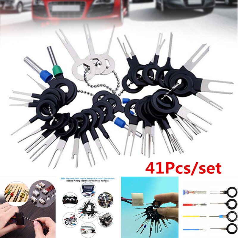 41pcs Terminal Naald Remover Rvs Auto motorfietsen Elektrische Pin Extractor Plug Bedrading Connector Hand Repair Tool